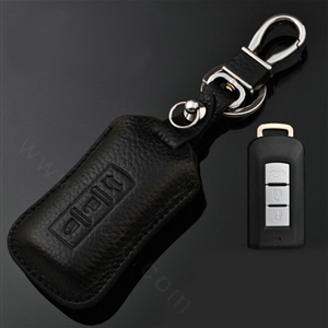 Simple Genuine Leather Auto Key Bags Smart for Mitsubishi Outlander - Black