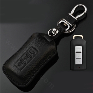 Simple Genuine Leather Auto Key Bags Smart for Mitsubishi Pajero Sport - Black