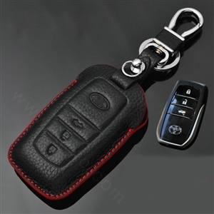 Simple Genuine Leather Auto Key Bags Smart for Toyota Cololla - Black Red