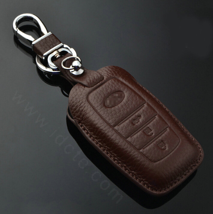 Simple Genuine Leather Auto Key Bags Smart for Toyota FJ Cruiser - Brown