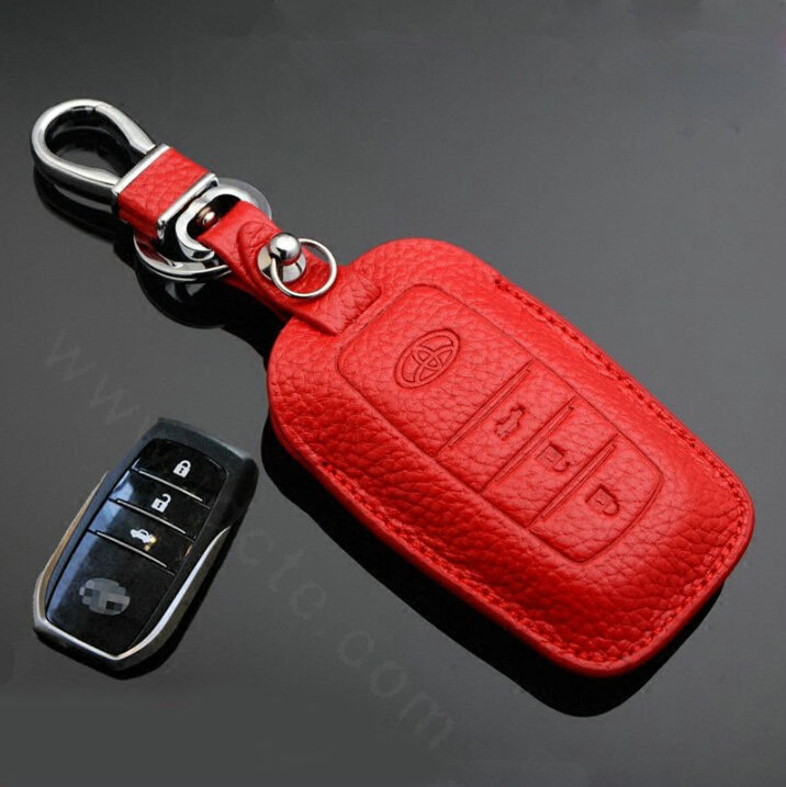Simple Genuine Leather Auto Key Bags Smart for Toyota FJ Cruiser - Red