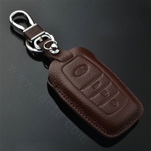 Simple Genuine Leather Auto Key Bags Smart for Toyota Highlander - Brown