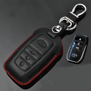 Simple Genuine Leather Auto Key Bags Smart for Toyota Land Cruiser - Black Red