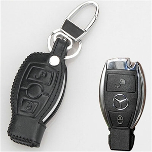 Simple Genuine Leather Car Key Bags Smart for Benz A180 - Black