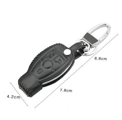 Simple Genuine Leather Car Key Bags Smart for Benz A180 - Red