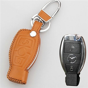 Simple Genuine Leather Car Key Bags Smart for Benz A180 - Yellow
