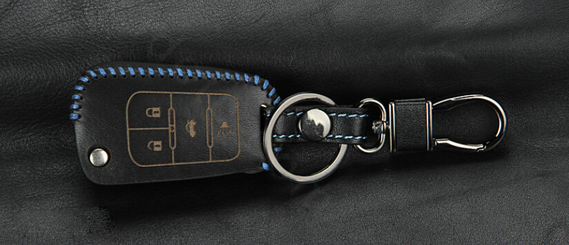 Simple Genuine Leather Crocodile Grain Auto Key Bags Fold for Buick Regal - Black Blue