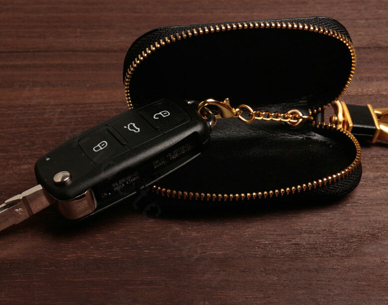 Special Universal Genuine Leather Square Auto Key Bags - Black