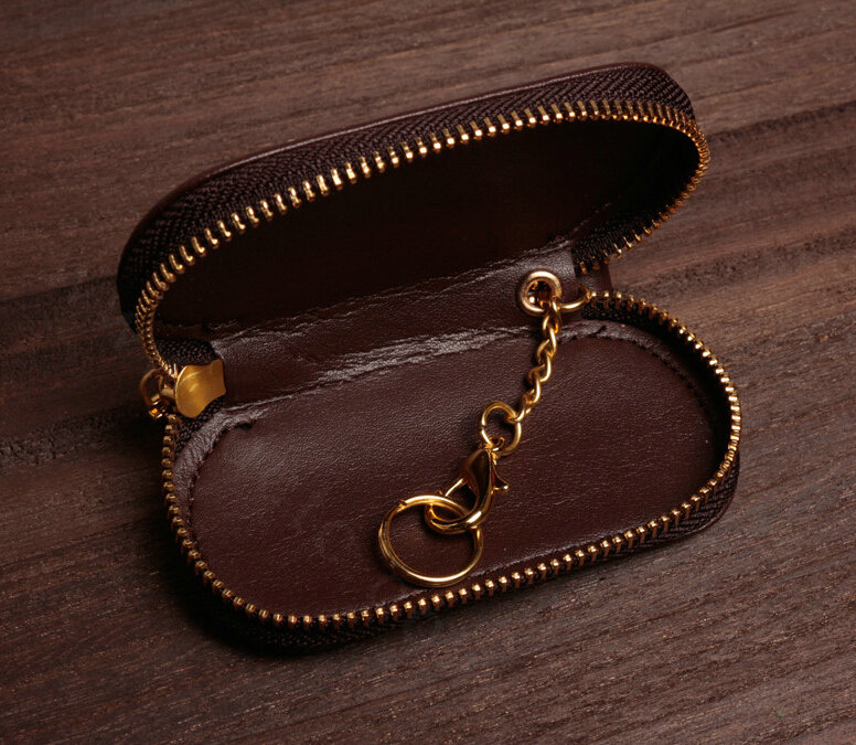 Special Universal Genuine Leather Square Auto Key Bags - Coffee