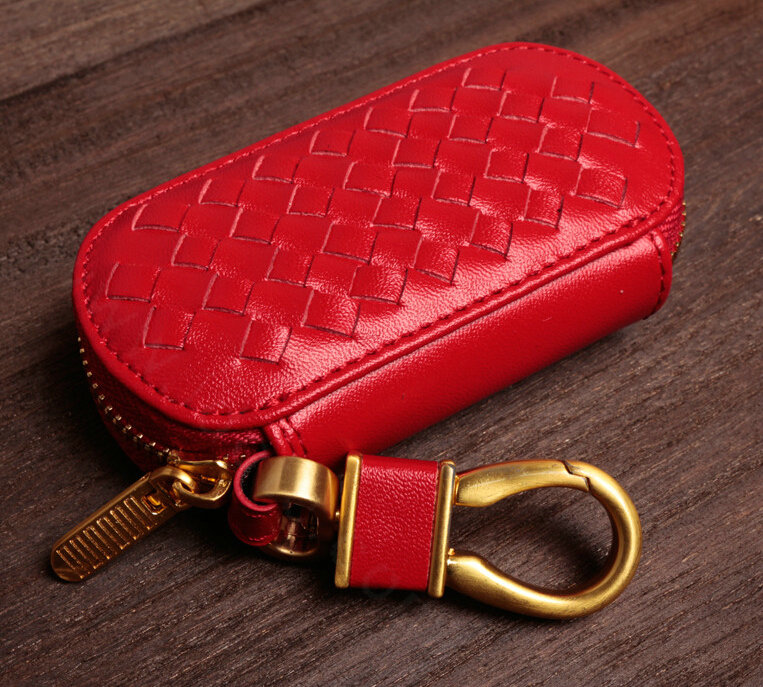 Special Universal Genuine Leather Square Auto Key Bags - Red