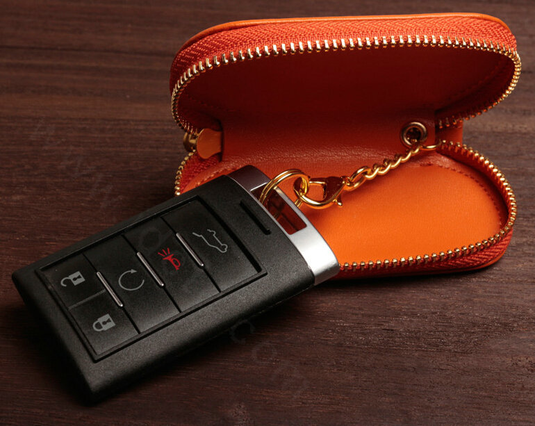 Special Universal Genuine Leather Square Auto Key Bags - Yellow