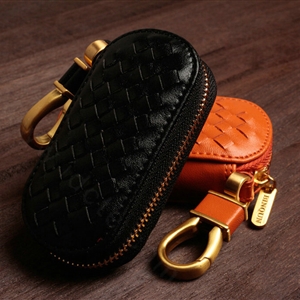 Special Universal Genuine Leather Weave Auto Key Bags - Black