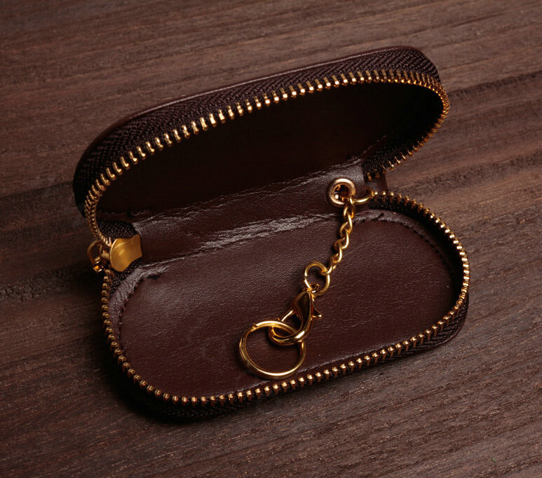 Special Universal Genuine Leather Weave Auto Key Bags - Brown
