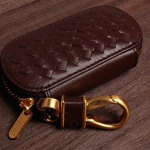 Special Universal Genuine Leather Weave Auto Key Bags - Brown