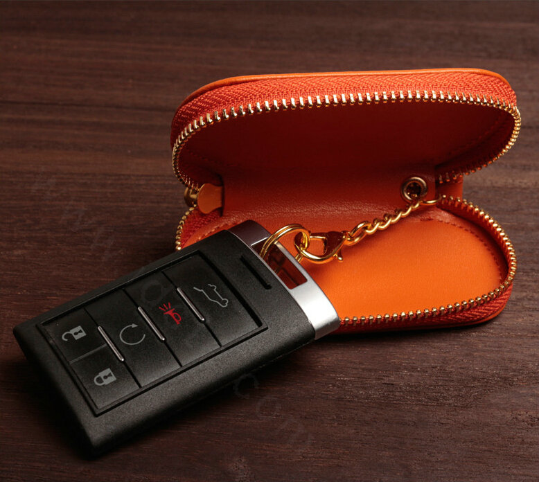 Special Universal Genuine Leather Weave Auto Key Bags - Yellow