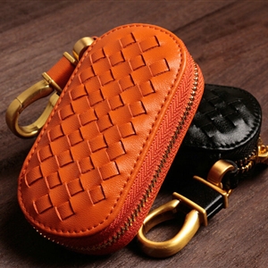 Special Universal Genuine Leather Weave Auto Key Bags - Yellow