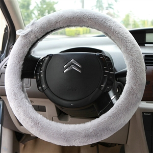 Bud Silk Bowknot Car Steering Wheel Cover Velvet 15 Inch 38CM - Grey
