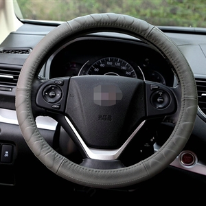 Cheap Car Steering Wheel Wrap Genuine Leather 15 Inch 38CM - Grey
