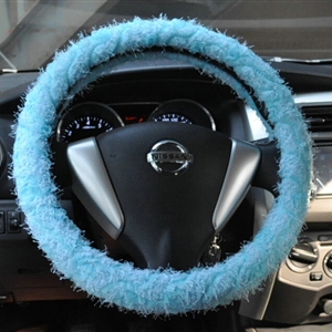 Cheap Lace Car Steering Wheel Cover Bud Silk Fiber Cloth 15 Inch 38CM - Blue