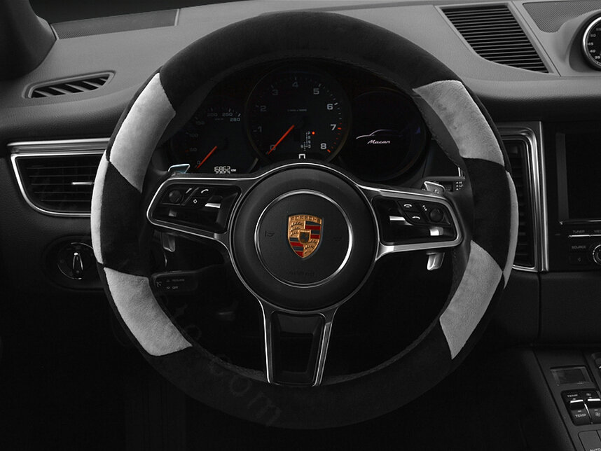 Cheaper Car Steering Wheel Covers Velvet 15 Inch 38CM - Black Grey