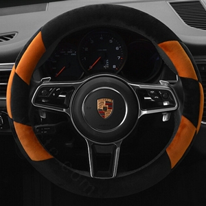 Cheaper Car Steering Wheel Covers Velvet 15 Inch 38CM - Black Yellow