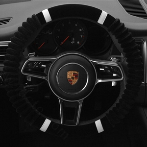 Cheaper Car Steering Wheel Wrap Velvet 15 Inch 38CM - Black White
