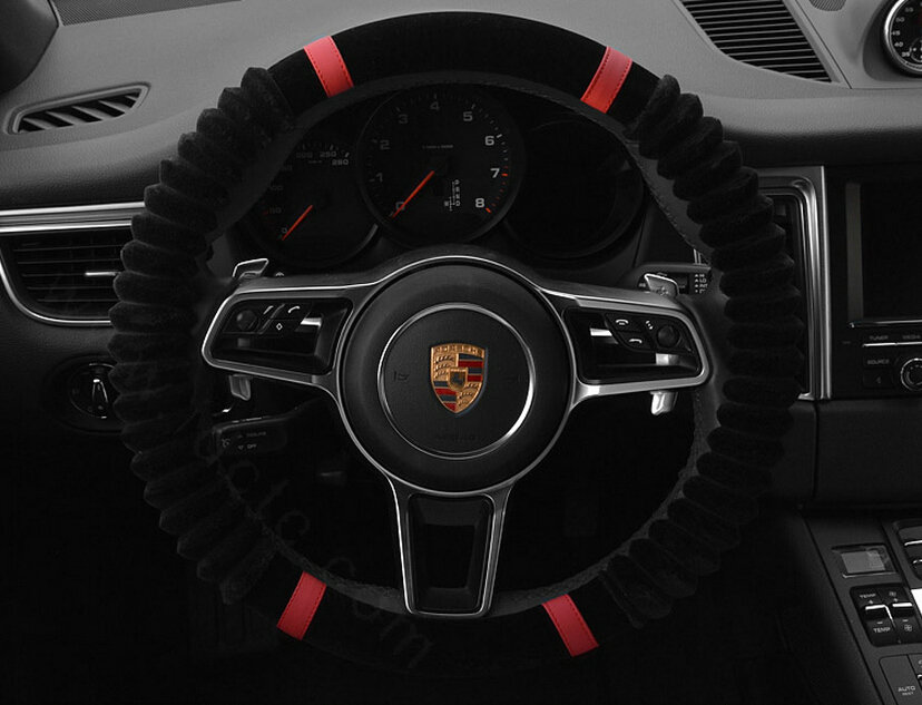 Cheaper Car Steering Wheel Wrap Velvet 15 Inch 38CM - Black