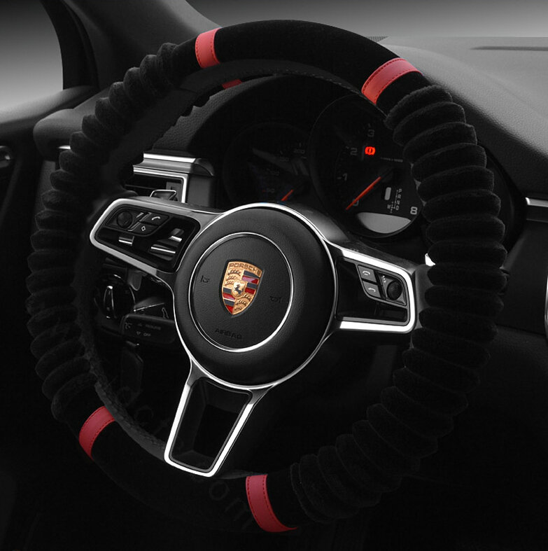 Cheaper Car Steering Wheel Wrap Velvet 15 Inch 38CM - Black