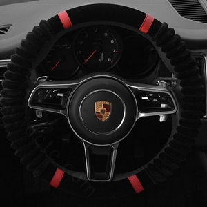 Cheaper Car Steering Wheel Wrap Velvet 15 Inch 38CM - Black
