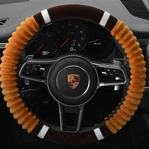 Cheaper Car Steering Wheel Wrap Velvet 15 Inch 38CM - Coffee