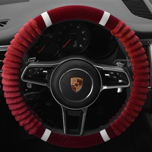 Cheaper Car Steering Wheel Wrap Velvet 15 Inch 38CM - Red