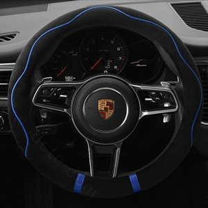 Cheapest Car Steering Wheel Covers Velvet 15 Inch 38CM - Black Blue