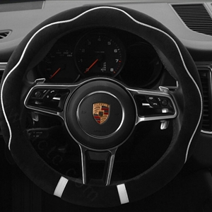 Cheapest Car Steering Wheel Covers Velvet 15 Inch 38CM - Black White