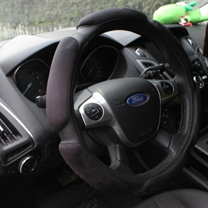 Cheapest Car Steering Wheels Covers Suedette Leather 15 Inch 38CM - Black