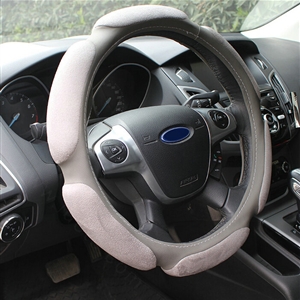 Cheapest Car Steering Wheels Covers Suedette Leather 15 Inch 38CM - Grey