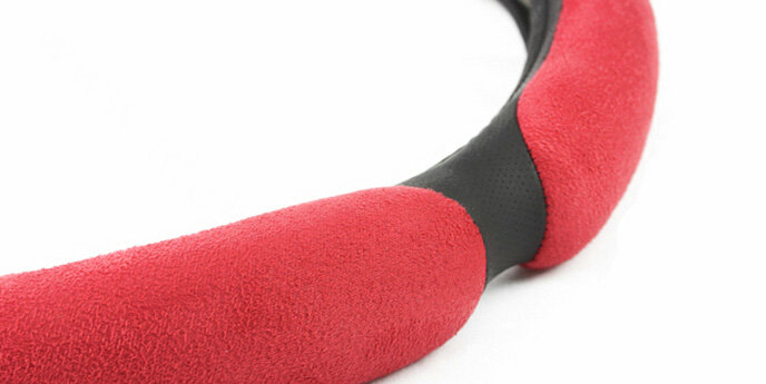 Cheapest Car Steering Wheels Covers Suedette Leather 15 Inch 38CM - Red