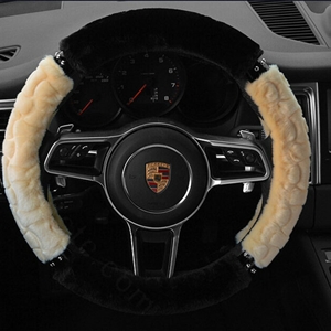 Classic Auto Steering Wheel Covers Velvet 15 Inch 38CM - Beige