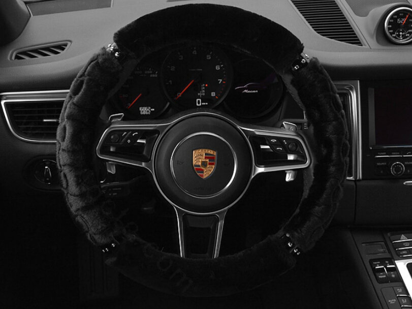 Classic Auto Steering Wheel Covers Velvet 15 Inch 38CM - Black