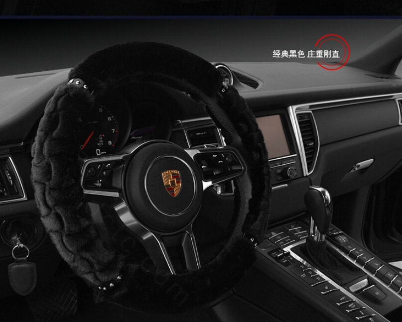 Classic Auto Steering Wheel Covers Velvet 15 Inch 38CM - Black