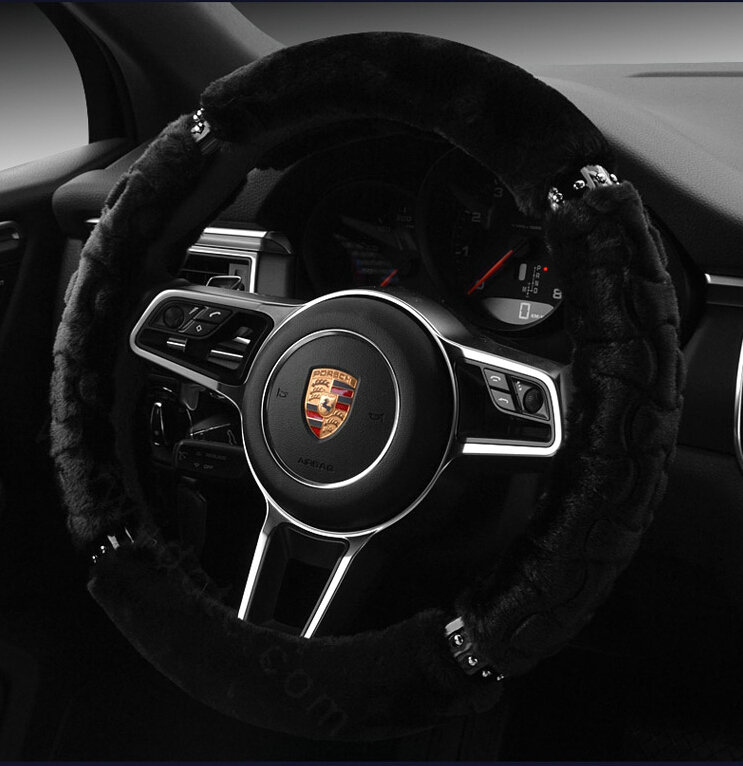 Classic Auto Steering Wheel Covers Velvet 15 Inch 38CM - Black