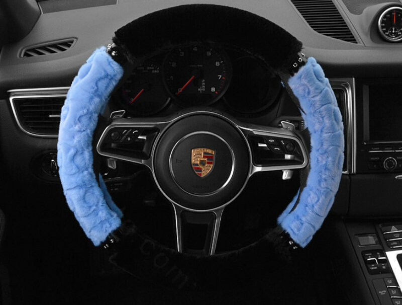 Classic Auto Steering Wheel Covers Velvet 15 Inch 38CM - Blue