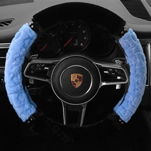 Classic Auto Steering Wheel Covers Velvet 15 Inch 38CM - Blue