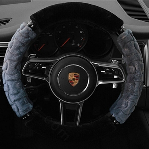 Classic Auto Steering Wheel Covers Velvet 15 Inch 38CM - Grey