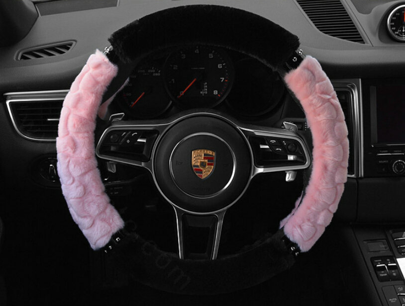Classic Auto Steering Wheel Covers Velvet 15 Inch 38CM - Pink