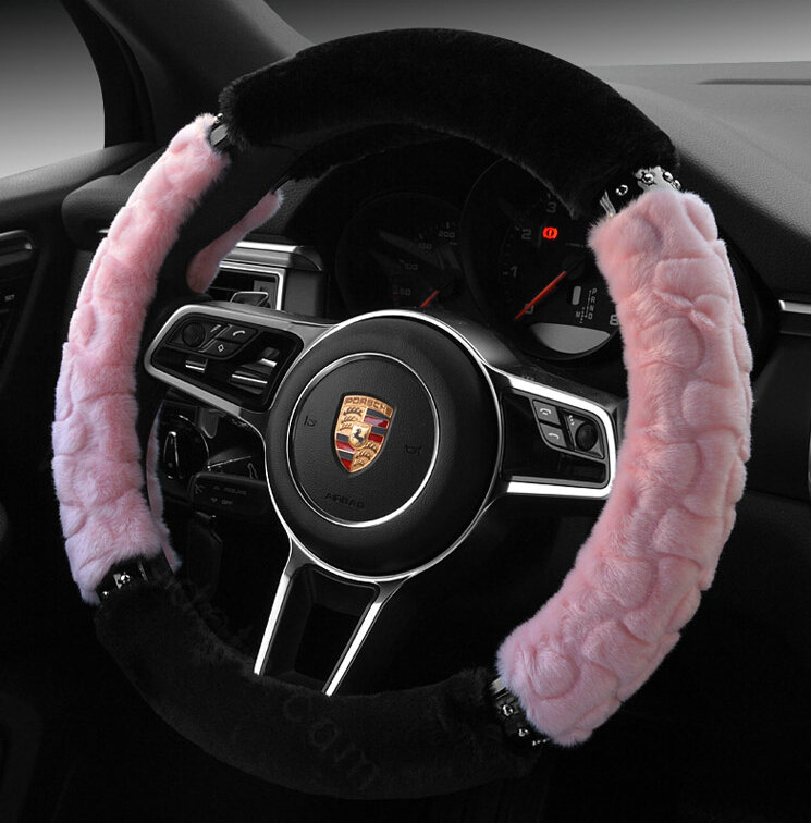 Classic Auto Steering Wheel Covers Velvet 15 Inch 38CM - Pink