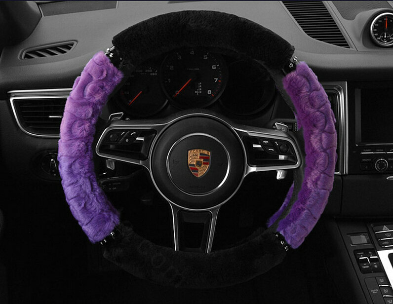 Classic Auto Steering Wheel Covers Velvet 15 Inch 38CM - Purple