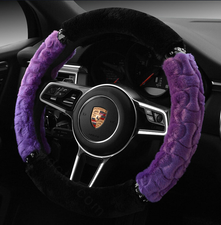 Classic Auto Steering Wheel Covers Velvet 15 Inch 38CM - Purple