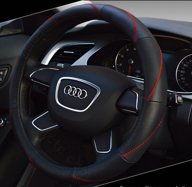 Classic Auto Steering Wheels Covers Cowhide Leather 15 Inch 38CM - Black