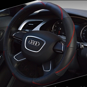 Classic Auto Steering Wheels Covers Cowhide Leather 15 Inch 38CM - Black