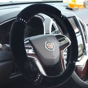 Classic Diamond Car Steering Wheel Wrap Velvet 15 Inch 38CM - Black